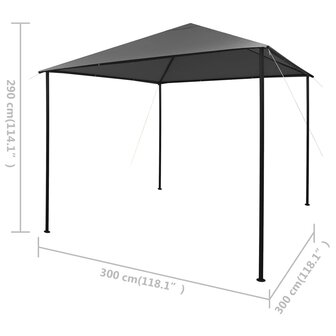 Prieel 180 g/m&sup2; 3x3 m stof en staal antraciet 8720286106600 8