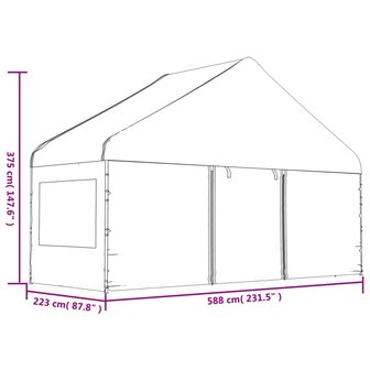 Prieel met dak 4,46x5,88x3,75 m polyetheen wit 8720845751531 9