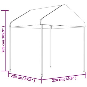 Prieel met dak 13,38x2,28x2,69 m polyetheen wit 8720845751654 6