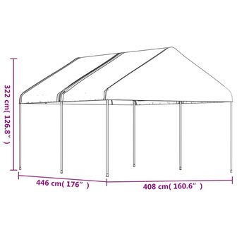 Prieel met dak 4,46x4,08x3,22 m polyetheen wit 8720845751692 5