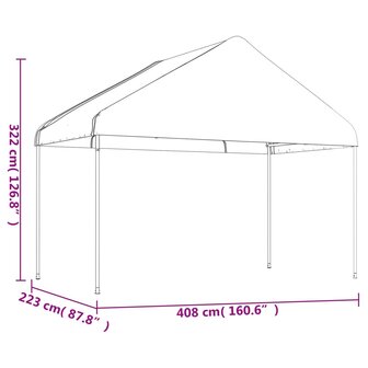 Prieel met dak 4,46x4,08x3,22 m polyetheen wit 8720845751692 6