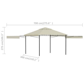 Prieel met uitschuifbare daken 180 g/m&sup2; 3x3x2,75 m cr&egrave;me 8719883771274 10