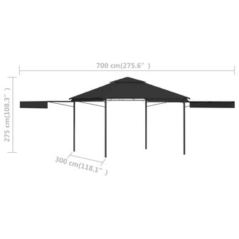 Prieel met uitschuifbare daken 180 g/m&sup2; 3x3x2,75 m antraciet 8719883771281 10