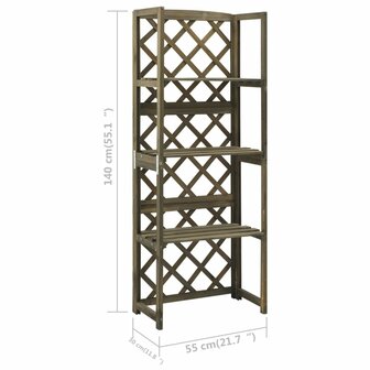 Latwerk met schappen 55x30x140 cm massief vurenhout grijs 8720286432266 6