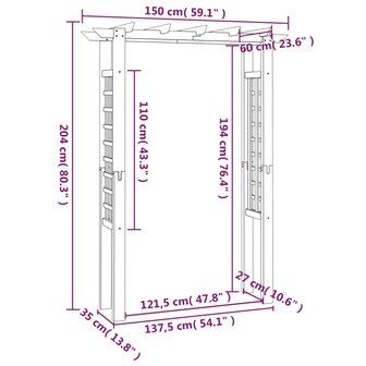 Rozenboog 150x60x204 cm ge&iuml;mpregneerd hout 8718475964759 6