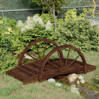 Tuinbrug met half wiel 99x50x38 cm massief vurenhout 8720845754587 1