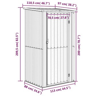 Tuinschuur 118,5x97x209,5 cm gegalvaniseerd staal groen 8720286512685 8