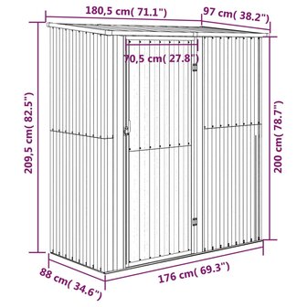 Tuinschuur 180,5x97x209,5 cm gegalvaniseerd staal grijs 8720286512739 8