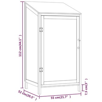 Tuinschuur 55x52x112 cm massief vurenhout wit 8720286996409 7