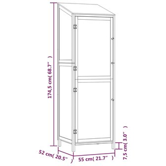 Tuinschuur 55x52x174,5 cm massief vurenhout wit 8720286996485 8