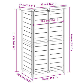 Tuinschuur 83x57x140 cm massief grenenhout grijs 8720845798154 8