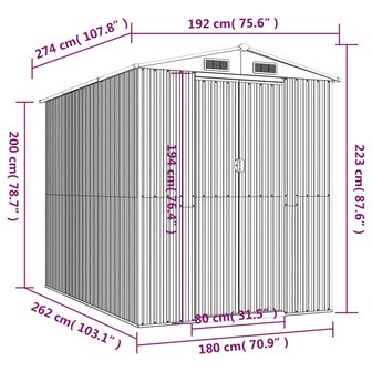 Tuinschuur 192x274x223 cm gegalvaniseerd staal groen 8720845581886 8