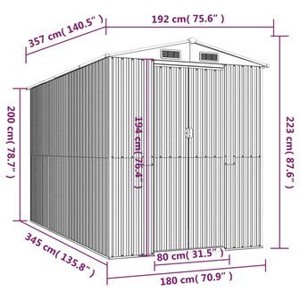 Tuinschuur 192x357x223 cm gegalvaniseerd staal groen 8720845581893 8