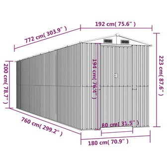 Tuinschuur 192x772x223 cm gegalvaniseerd staal groen 8720845581947 8