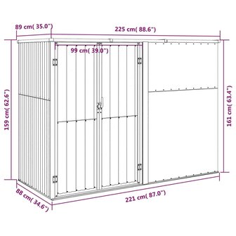 Tuinschuur 225x89x161 cm gegalvaniseerd staal bruin 8720286512913 7