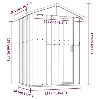 Tuinschuur 126x97,5x177 cm gegalvaniseerd staal grijs 8720286513095 8