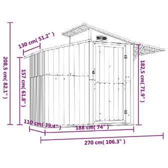 Tuinschuur 270x130x208,5 cm gegalvaniseerd staal groen 8720286513125 7