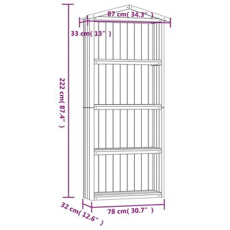 Tuinschuur 87x33x222 cm ge&iuml;mpregneerd grenenhout 8720286830079 7