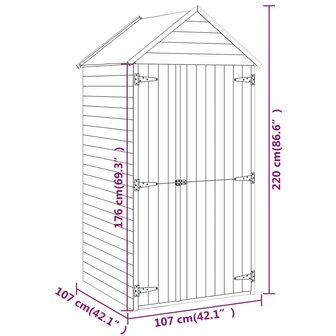 Tuinschuur met deur 107x107x220 cm ge&iuml;mpregneerd grenenhout 8720286830109 8