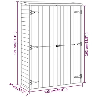 Tuinschuur 123x45x171 cm ge&iuml;mpregneerd massief grenenhout 8720286830130 8