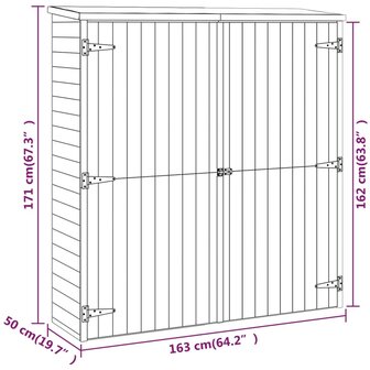 Tuinschuur 163x50x171 cm massief grenenhout 8720286830154 8