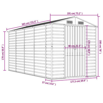 Tuinschuur 191x385x198 cm gegalvaniseerd staal antracietkleurig 8720845894573 12