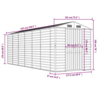 Tuinschuur 191x555x198 cm gegalvaniseerd staal bruin 8720845894702 12