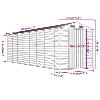 Tuinschuur 191x640x198 cm gegalvaniseerd staal bruin 8720845894719 12