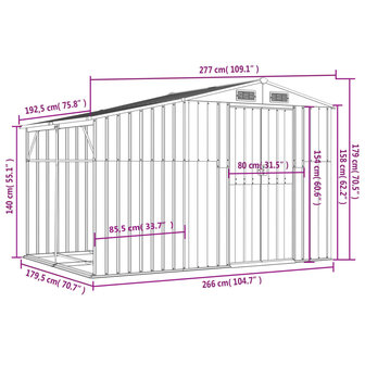 Tuinschuur 277x192,5x179 cm gegalvaniseerd staal grijs 8720845894900 12