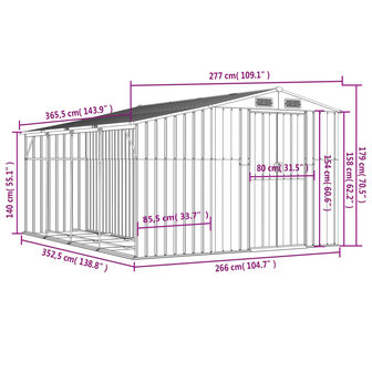 Tuinschuur 277x365,5x179 cm gegalvaniseerd staal grijs 8720845894924 12