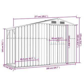 Tuinschuur 277x93x179 cm gegalvaniseerd staal groen 8720845896720 9