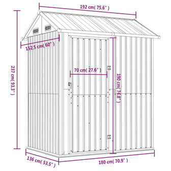 Tuinschuur 192x152,5x237 cm gegalvaniseerd staal groen 8720845888886 9