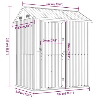 Tuinschuur 192x152,5x237 cm gegalvaniseerd staal lichtgrijs 8720845888893 9