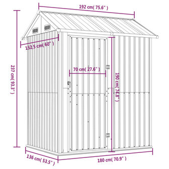 Tuinschuur 192x152,5x237 cm gegalvaniseerd staal bruin 8720845888916 9