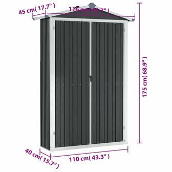 Tuinschuur 116x45x175 cm gegalvaniseerd staal grijs 8719883811536 8