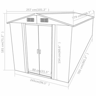 Tuinschuur 257x779x181 cm gegalvaniseerd staal grijs 8719883756752 9