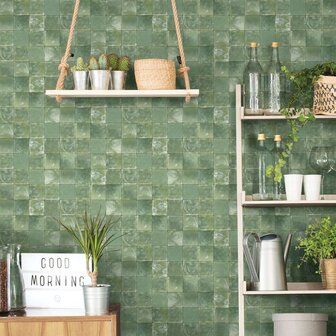 Evergreen Behang Tiles groen 8022560073456 1