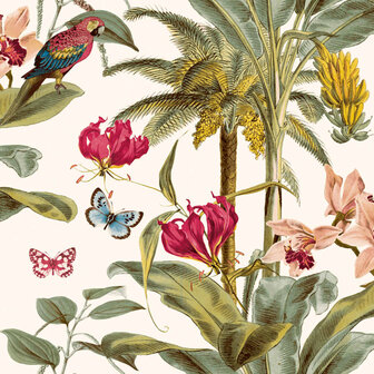 DUTCH WALLCOVERINGS Behang Tropical Palm groen en roze 5411012453183 2