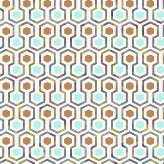 Good Vibes Behang Hexagon Pattern groen en oranje 5415058063610 2