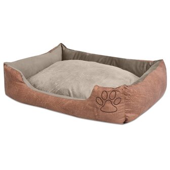 Hondenbed kussen PU-kunstleer maat L beige 1