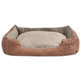 Hondenbed kussen PU-kunstleer maat L beige 2