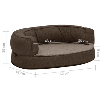 Hondenbed ergonomisch linnen-look 60x42 cm fleece bruin 8