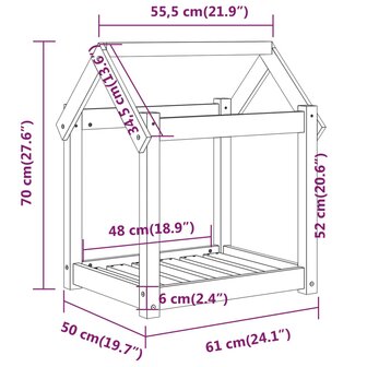 Hondenbed 61x50x70 cm massief grenenhout wit 8