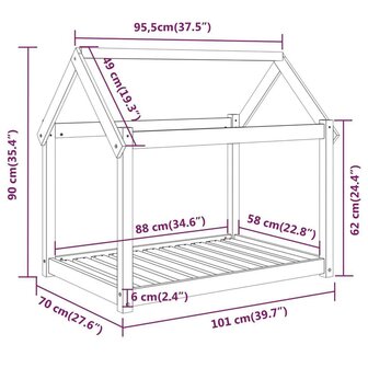 Hondenbed 101x70x90 cm massief grenenhout grijs 8