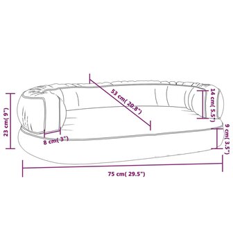 Hondenmand met ergonomisch schuim 75x53 cm kunstleer zwart 7