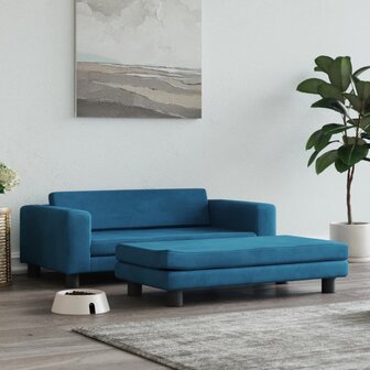 Hondenmand met verlengstuk 100x50x30 cm fluweel blauw 1