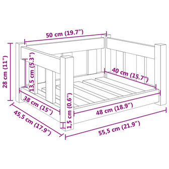 Hondenmand 55,5x45,5x28 cm massief grenenhout honingbruin 7