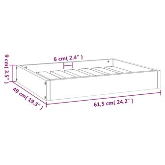 Hondenmand 61,5x49x9 cm massief grenenhout zwart 8