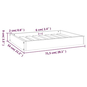 Hondenmand 71,5x54x9 cm massief grenenhout grijs 8