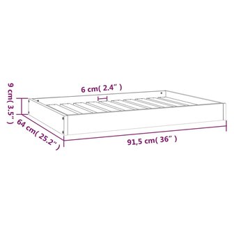 Hondenmand 91,5x64x9 cm massief grenenhout honingbruin 8